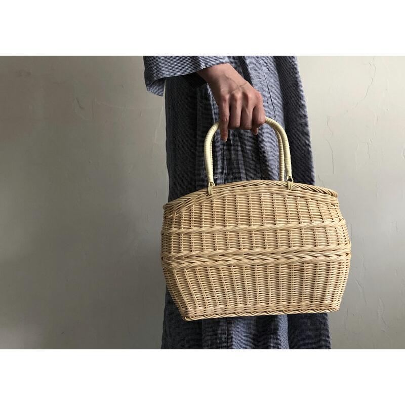 松野屋 籐コヅツ買い物かご 生成B(S) 日本 職人 手編み レトロ かご