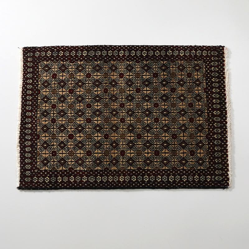 玄関マット オールド トライバルラグ バルーチ 55cm×80cm ウール絨毯