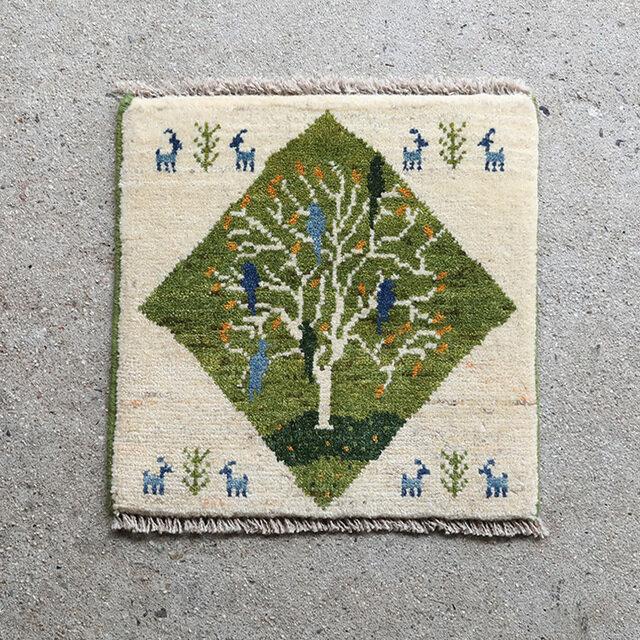 ミニギャッベ(2) チェアパッド 40×40cm イラン 直輸入 本物 極上