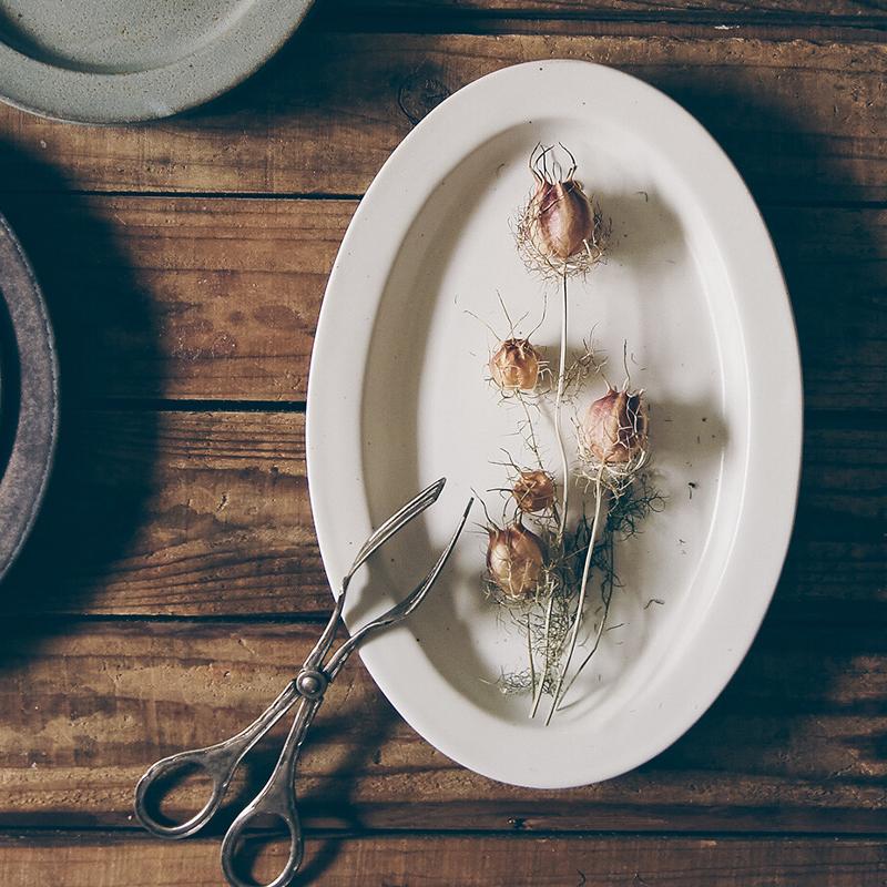 Ancient Pottery オーバルプレート 25.5×17.5cm 楕円形 お皿 ストーン