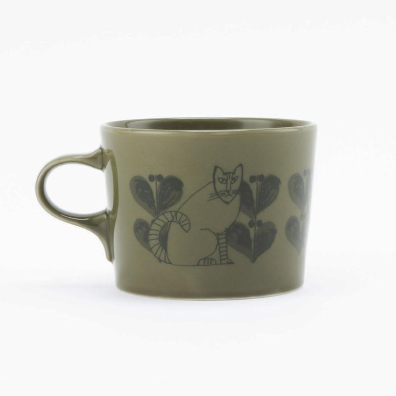 猫 コーヒーカップ インテリアライト Lisa Larson｜個性豊かな猫たちが描かれた マグカップ スケッチねこ