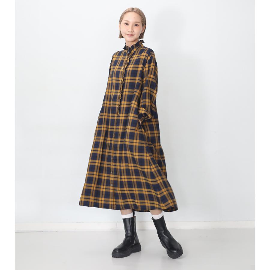 vent blanc（ヴァンブラン） フリルバンドカラーワンピース ブラック