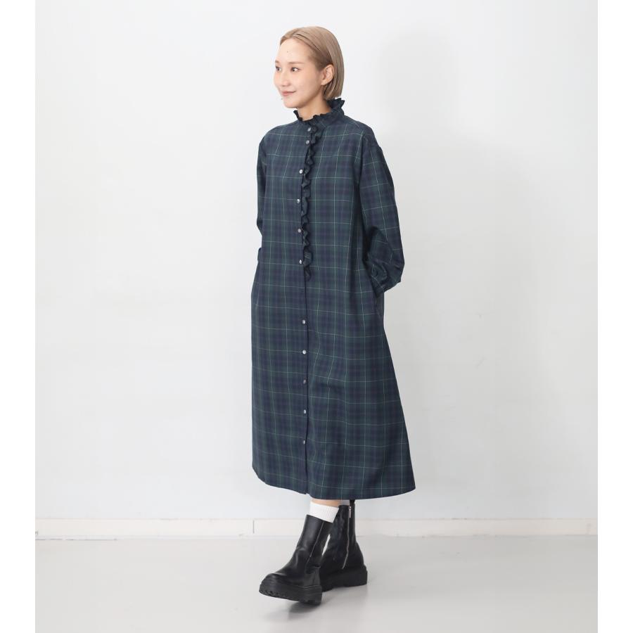 vent blanc（ヴァンブラン） フリルバンドカラーワンピース ブラック