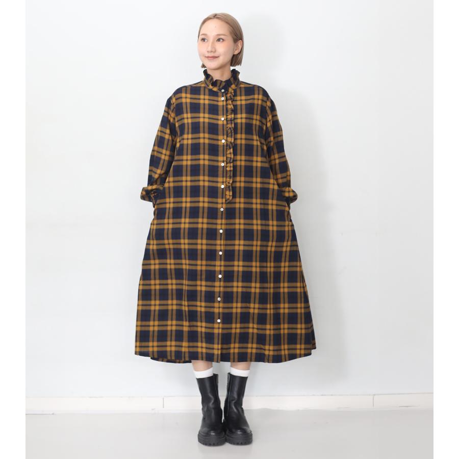 vent blanc（ヴァンブラン） フリルバンドカラーワンピース ブラック