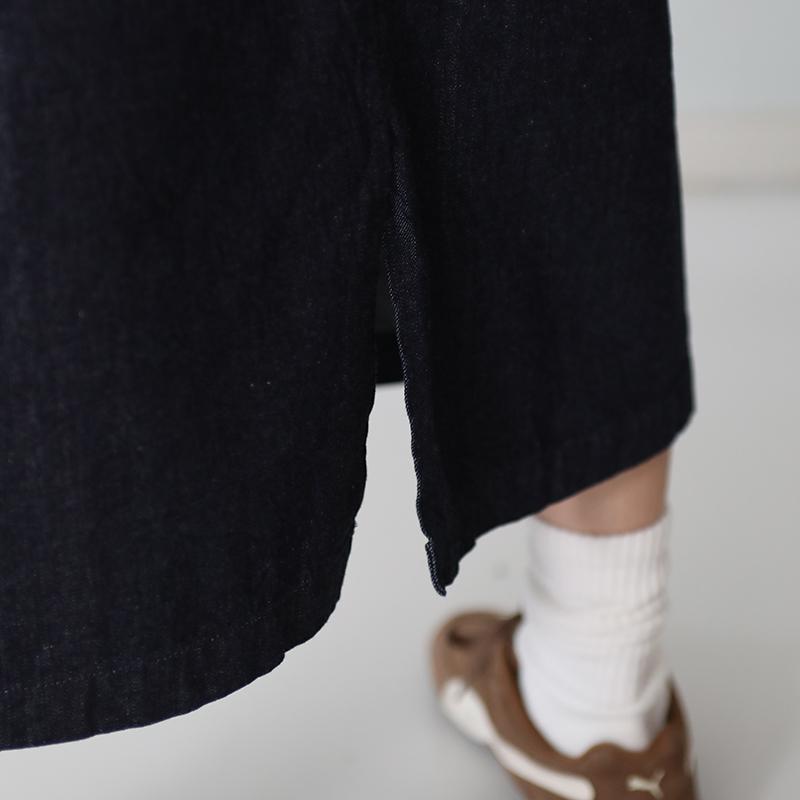 VENT BLANC 8oz デニムイージートラペーズスカート インディゴ デニムスカート 台形 Aライン 膝下 カジュアル ヴァンブランの画像