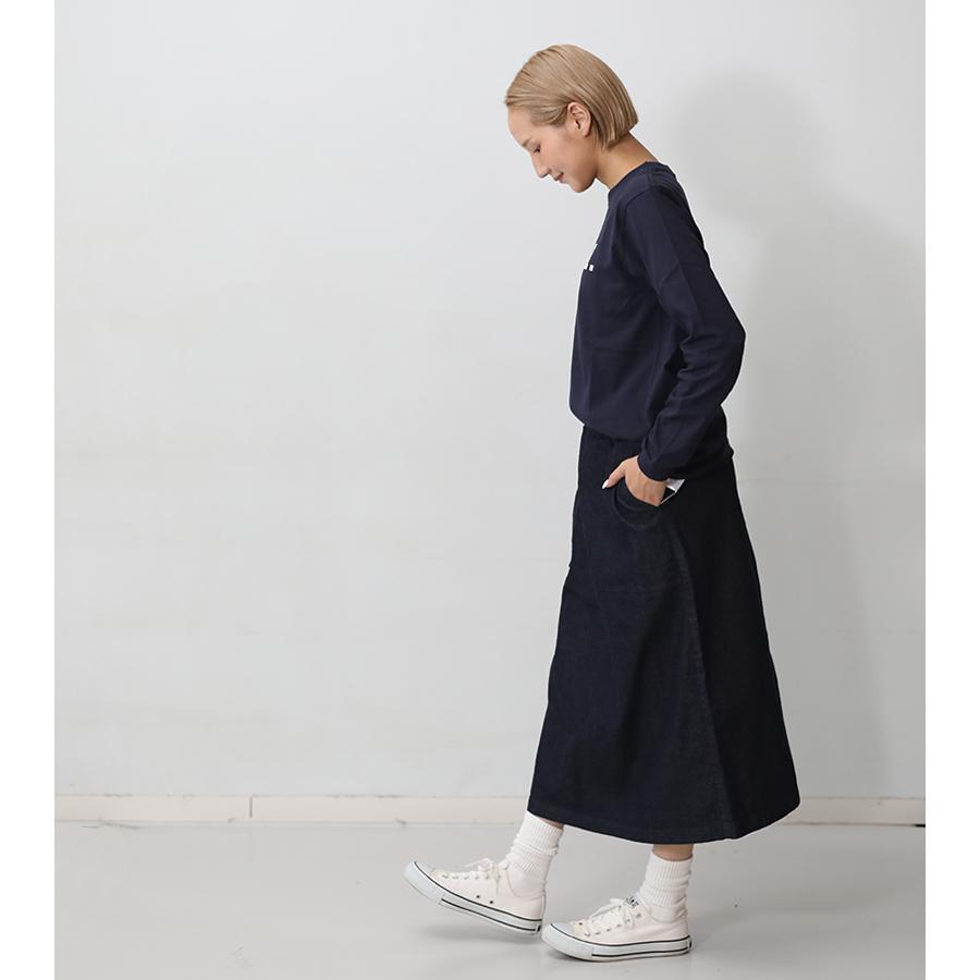 VENT BLANC 8oz デニムイージートラペーズスカート インディゴ デニムスカート 台形 Aライン 膝下 カジュアル ヴァンブランの画像