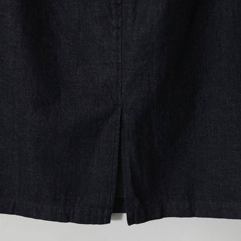 VENT BLANC 8oz デニムイージートラペーズスカート インディゴ デニムスカート 台形 Aライン 膝下 カジュアル ヴァンブランの画像
