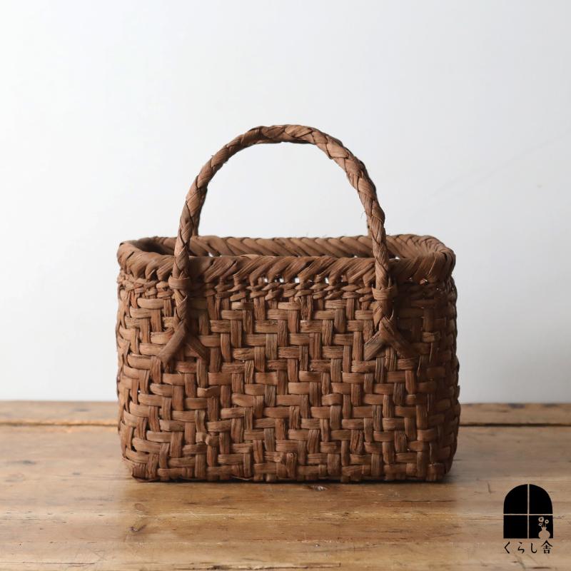 美品 山葡萄かご 網代 カトラリー 国産 作家物 天然素材 日本製 山葡萄かごバッグ 細網代(中) YB-139 長野県 純国産 作家 筒井幸彦