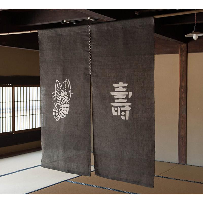 よつめ染布舎 海老寿のれん 墨染め 作家 小野豊一 型染め 民芸 のれん