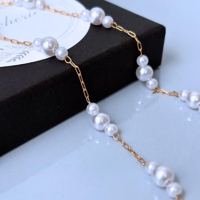 ♪635❤️ ハート　ガラスビーズ　パール　マスクチェーン　メガネチェーン ♪635❤️ ハート ガラスビーズ パール マスクチェーン メガネ