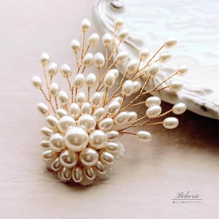 コサージュ 結婚式 50代 パール おしゃれ ブローチ フォーマル