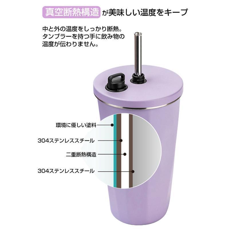 【一部即納】ストロー付きタンブラー ストロー タンブラー 600ml ステンレス 大容量 こぼれない 蓋付き おしゃれ 収納 水筒 トラベルタンブラー ストロー付き｜kurasinotomo｜25