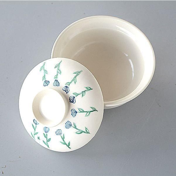 蓋つき煮物椀 5個セット 青色 花柄 青色花柄 蓋つき煮物椀 5個セット