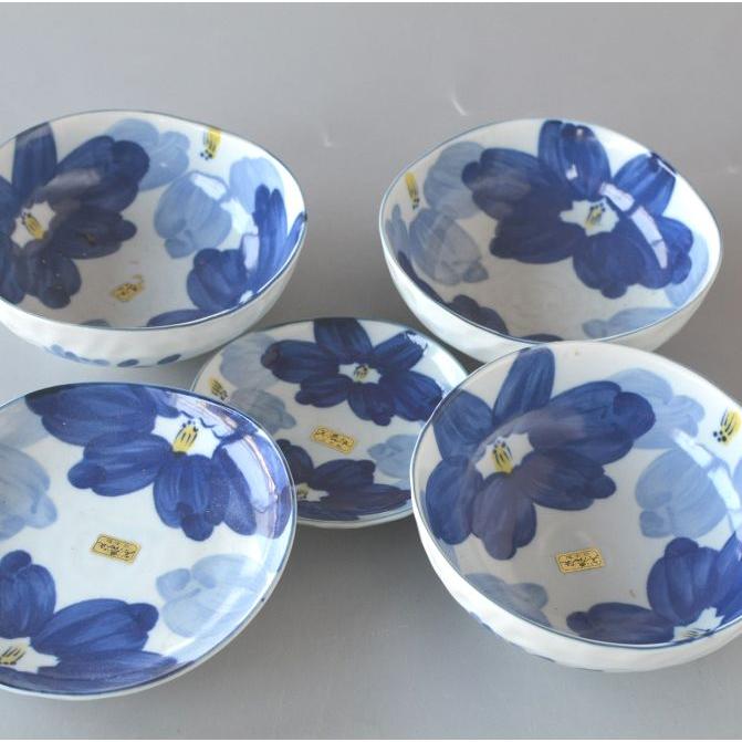 青い花柄の和風食器セット 小皿 和風 和柄 和食器 青 藍 染付 美濃花唐草 16cm 取り皿 レンジ可