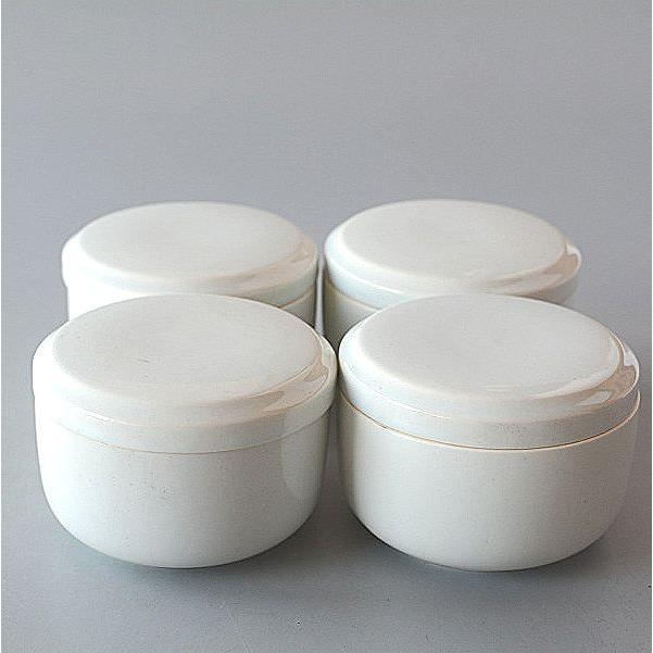 キャニスター 保存容器 蓋付き容器 4個 青みかかった白 陶器製