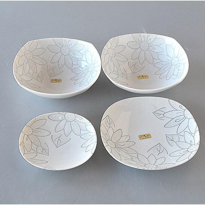 白い花模様の皿4枚セット 食器セット 鉢2 皿2 4点セット 白い花 : 暮らしの器 - 通販 - Yahoo