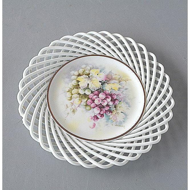 デザート皿 葡萄 レースの縁 ファインボーンチャイナ 16cm : 暮らし