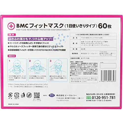 5箱セット BMC フィットマスク レディース&ジュニアサイズ 白色 60枚入｜kurasio-en｜03