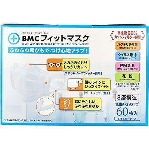 5箱セット BMC フィットマスク ふつうサイズ 白色 60枚入｜kurasio-en｜03
