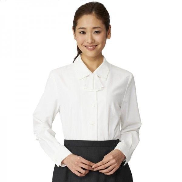 nuovo（ヌーヴォ） リボン付き 長袖ブラウス 5〜17号 ホワイト SB7503 フォーク 楽天市場】事務服 ブラウス レディース 長袖 制服 リボン付き シャツ nuovo 春夏 秋冬 FOLK 白 医療事務 受付 接客 冠婚葬祭  セレモニー フォーマル オフィス スーツ おしゃれ 透け防止 静電気防止 吸汗 速乾 おうちで洗える【送料無料】 : みどりや＆GIFT