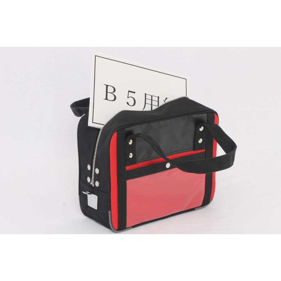 帆布メール用ボストン(SS)馬蹄錠金具付：赤 三栄産業_3