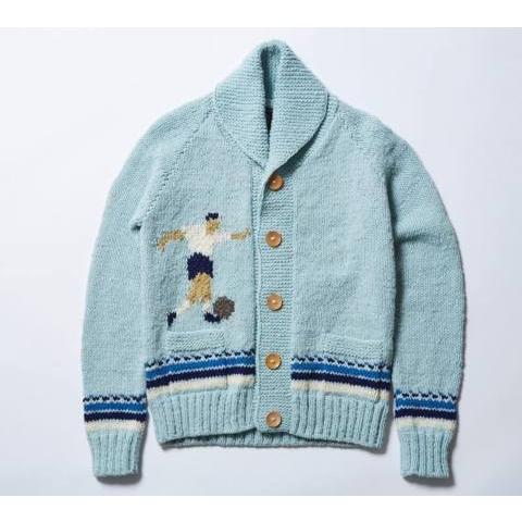 【新品】6ヤードボックス メアリーマキシム サッカーカーディガン ブルー Ｍ Mary Maxim Soccer Cardigan メアリーマキシム サッカーカーディガン