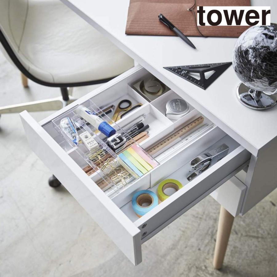 タワー Tower 伸縮 スライド デスクトレー タワー ホワイト 山崎実業 3441 引き出し 整理整頓 収納トレー 2段 オフィス 机 デスク整理 新生活 3441 生活雑貨 Kurasuno ヤフー店 通販 Yahoo ショッピング