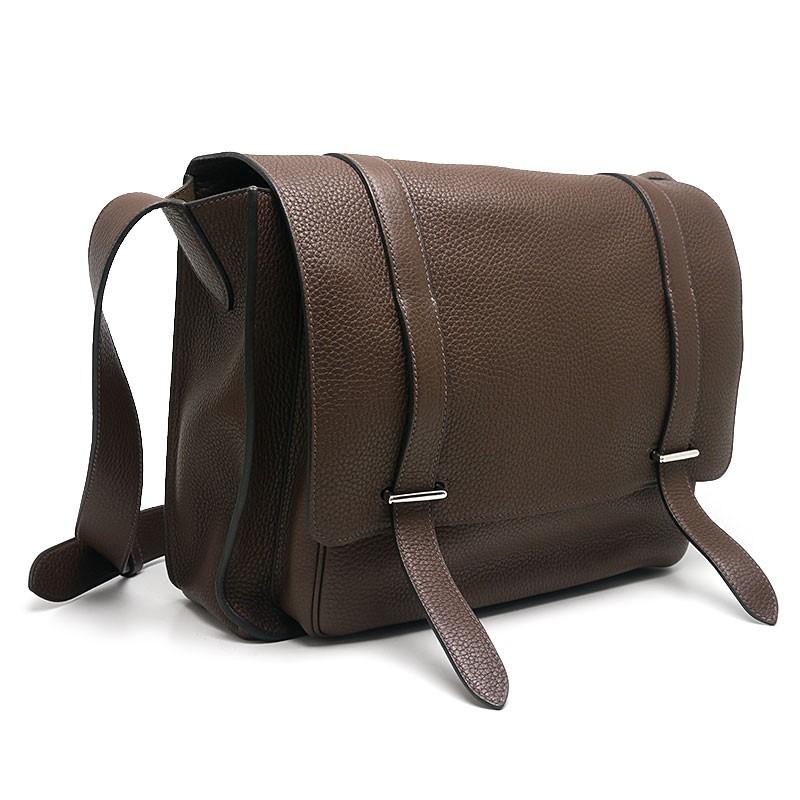 送料無料 エルメス Hermes スティーヴブザス35 カカオ ショルダーバッグ サイズ対応 T刻印 15年 メンズ 0sh0467 卸売り
