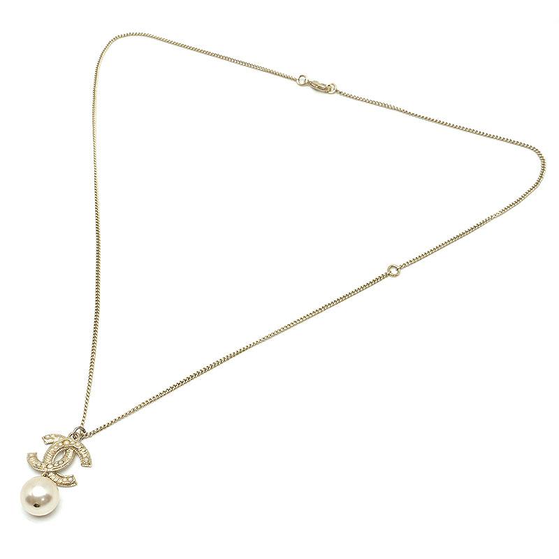 CHANEL（シャネル） ココマークネックレス フェイクパール メッキ 