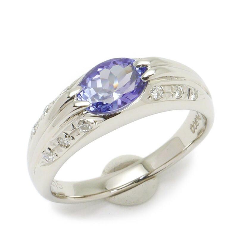 タンザナイトダイヤモンドリング #16 約16号 Pt900・ゾイサイト1.29ct  