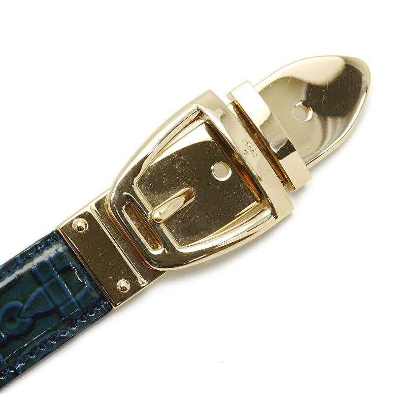 MT266グッチGUCCIベルトレディースレザー金黒80/32