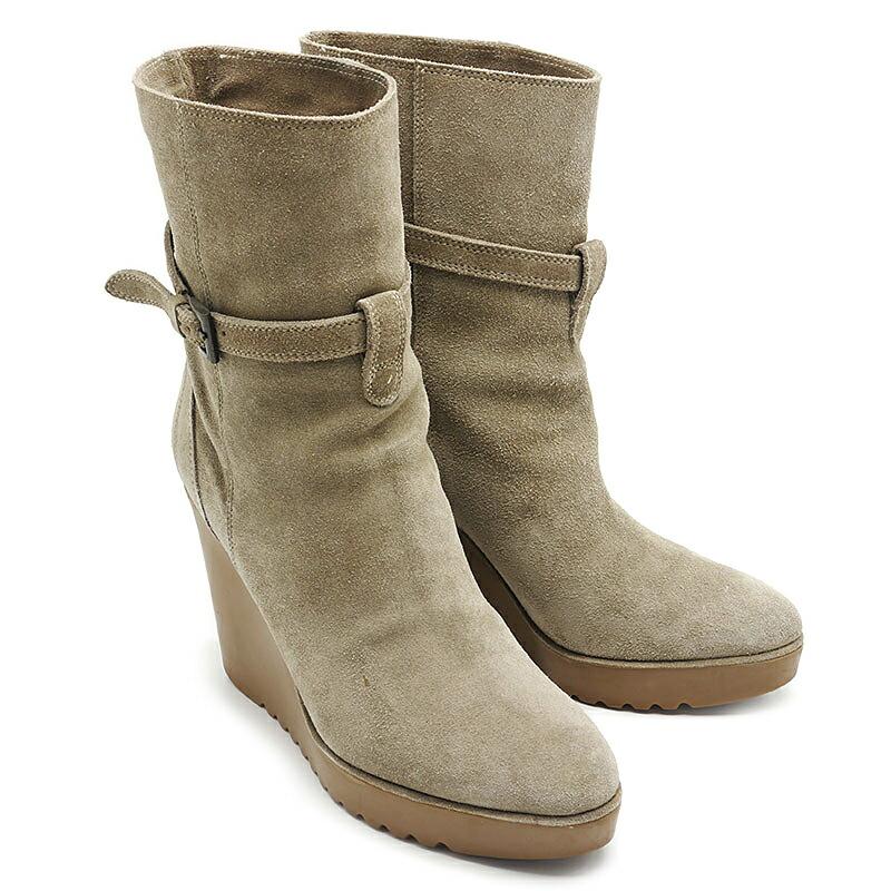 Chloé グレー スエード ウェッジヒールブーツ Chloé グレー スエード ウェッジヒールブーツ