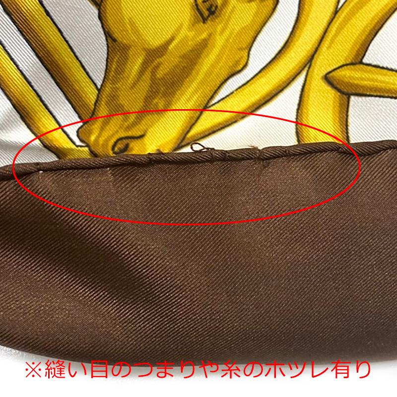 CELINE セリーヌ スカーフ 馬具 馬蹄 ホワイト×ブラウン CELINE セリーヌ スカーフ 馬具 馬蹄 ホワイト×ブラウン