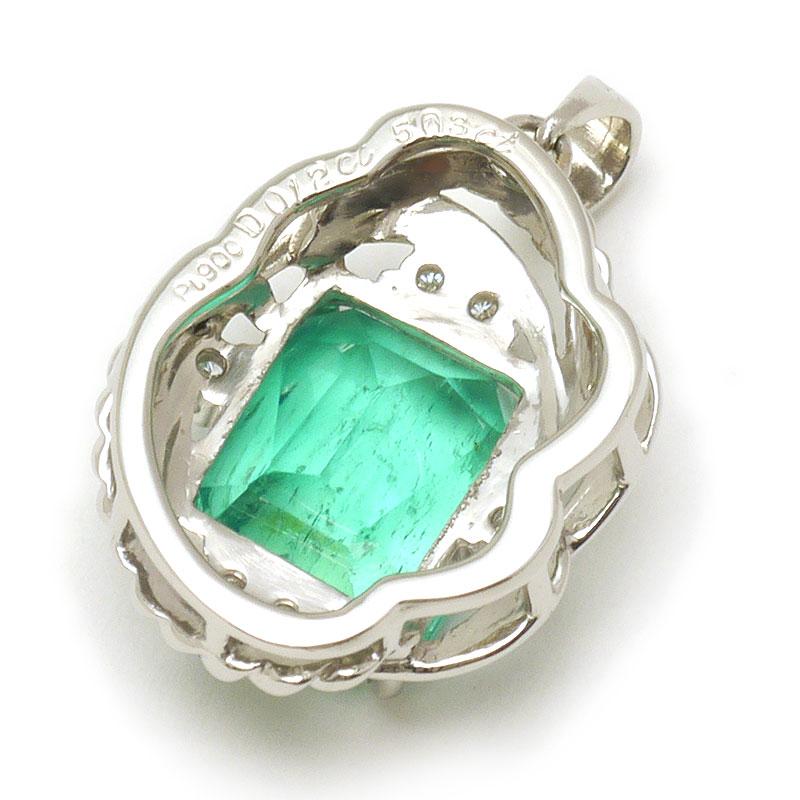 エメラルドダイヤモンドペンダントトップ PT900・エメ5.03ct・ダイヤ