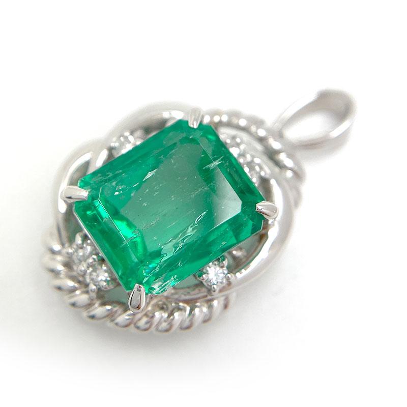 エメラルドダイヤモンドペンダントトップ PT900・エメ5.03ct・ダイヤ 