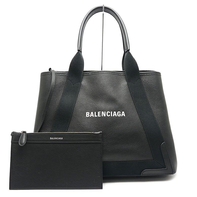 バレンシアガ BALENCIAGA ネイビーカバス レザー トートバッグ ブラック A4サイズ対応 ポーチ付 :4h0193:質屋クラタセブン