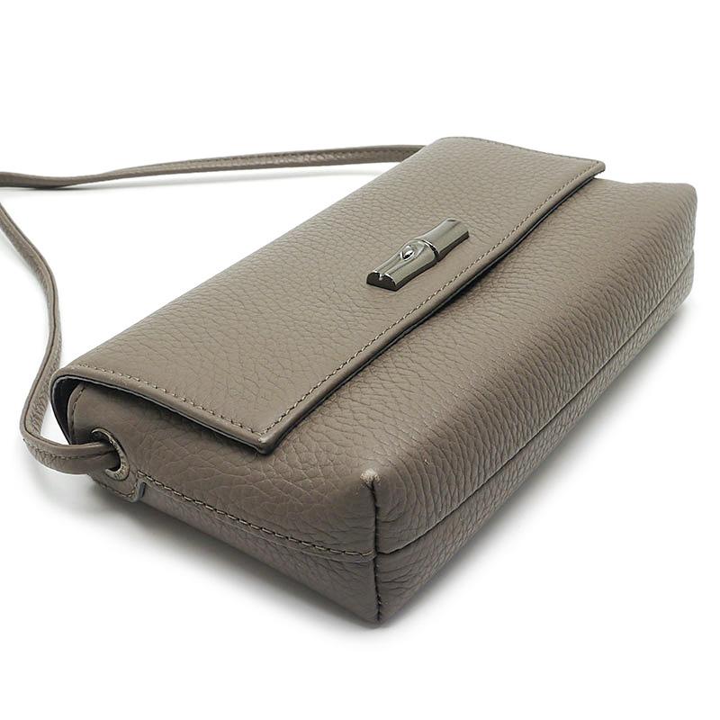 LONGCHAMP ロンシャン ショルダーバッグ レザー グレー系 保存袋付 