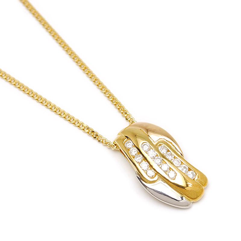 ダイヤモンドネックレス K18YG/PG・PT850・ダイヤ0.27ct イエロー 