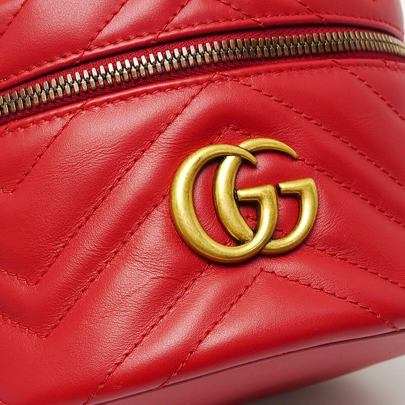 未使用｜グッチ GUCCI GGマーモント ミニ バックパック 598594 レザー レッド リュック