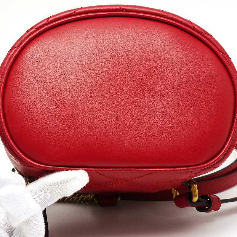 未使用｜グッチ GUCCI GGマーモント ミニ バックパック 598594 レザー レッド リュック