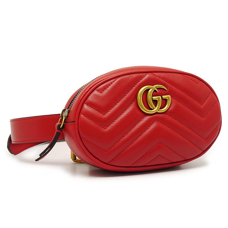 未使用｜グッチ GUCCI ウエストバッグ 476434 GGマーモント レッド