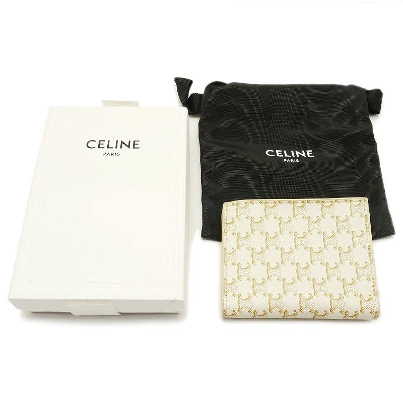CELINE トリオンフ 二つ折り財布 CELINE（セリーヌ） 二つ折り財布 トリオンフキャンバス ホワイト系