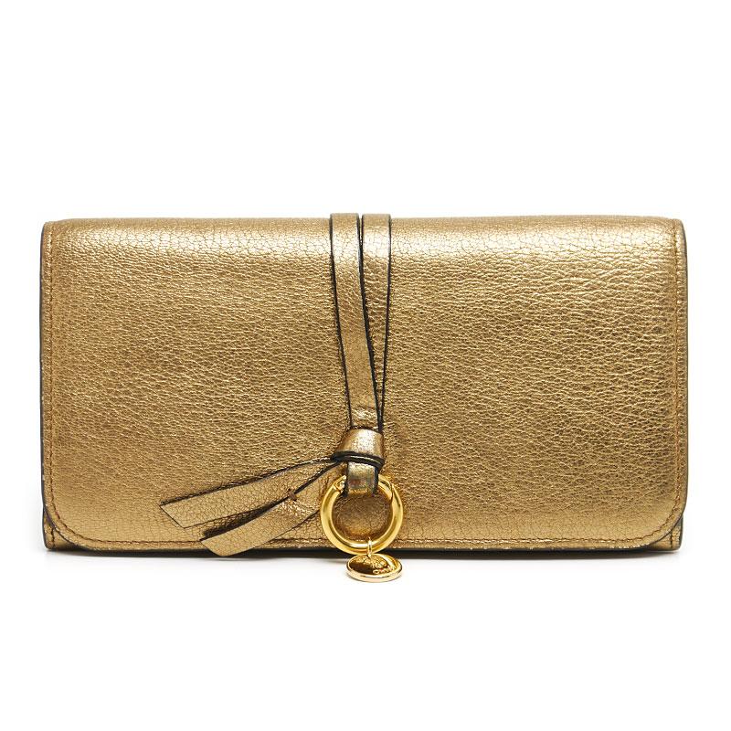 クロエ Chloe アルファベット ロングウォレット レザー ゴールド 
