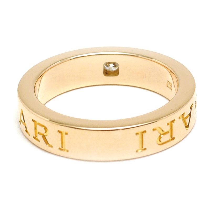 BVLGARI ブルガリ ダブルロゴリング #7 約7号 K18PG 1Pダイヤモンド 