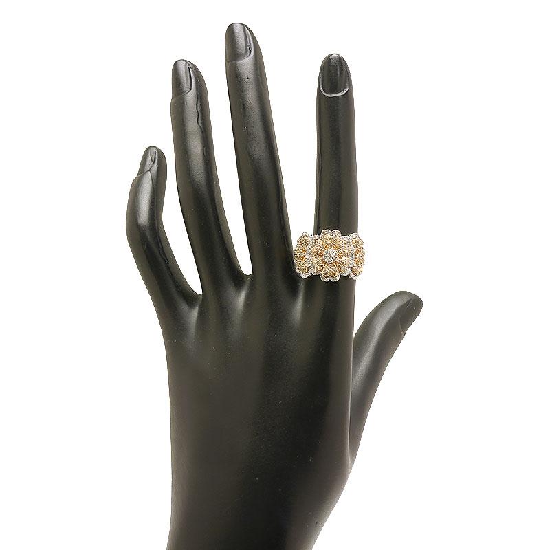 K18WG Hモチーフダイヤリング 13.5号　ブラック ダイヤモンドリング #13.5 約13.5号 K18WG/PG・ダイヤ1.05ct 花