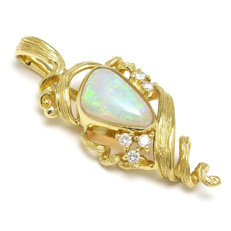 オパールペンダントトップ K18YG・オパール16.0ct・ダイヤモンド0.16ct