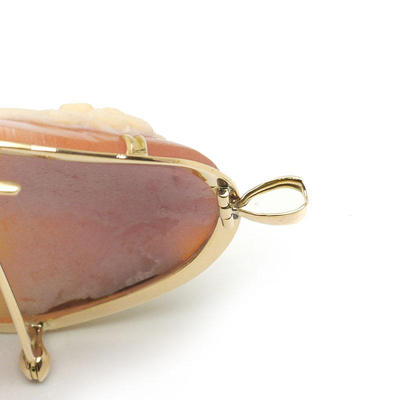 K18 カメオ ブローチ ペンダントトップ シェル 女性横顔 総重量10.4g K18 シェルカメオ ブローチ ペンダントトップ 女性の横顔 中古