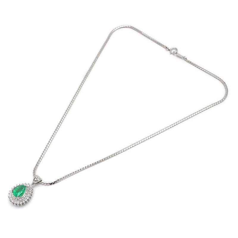 エメラルドダイヤモンドネックレス PT850・エメラルド1.62ct・ダイヤ