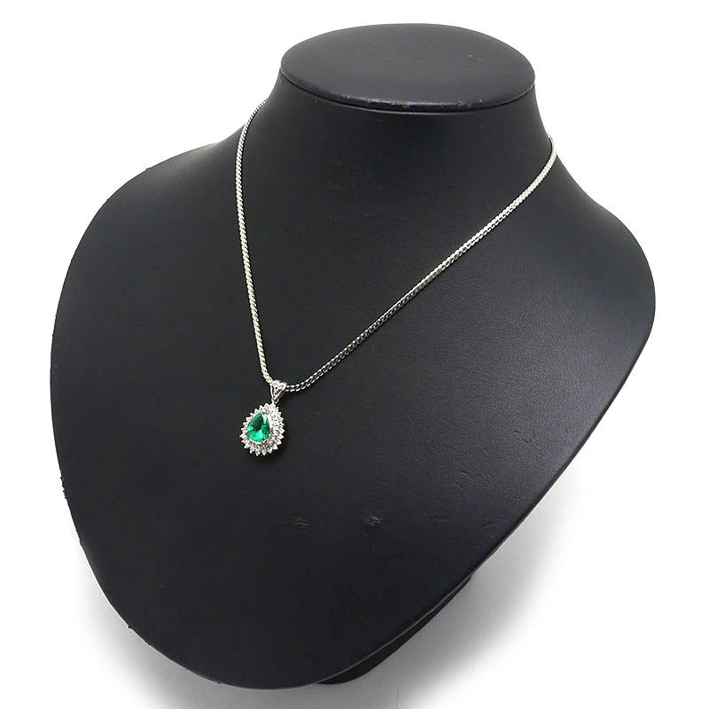 エメラルドダイヤモンドネックレス PT850・エメラルド1.62ct・ダイヤ