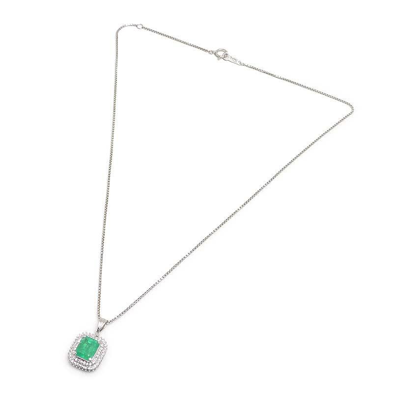 エメラルドダイヤモンドネックレス PT850・PT900・エメラルド1.95ct
